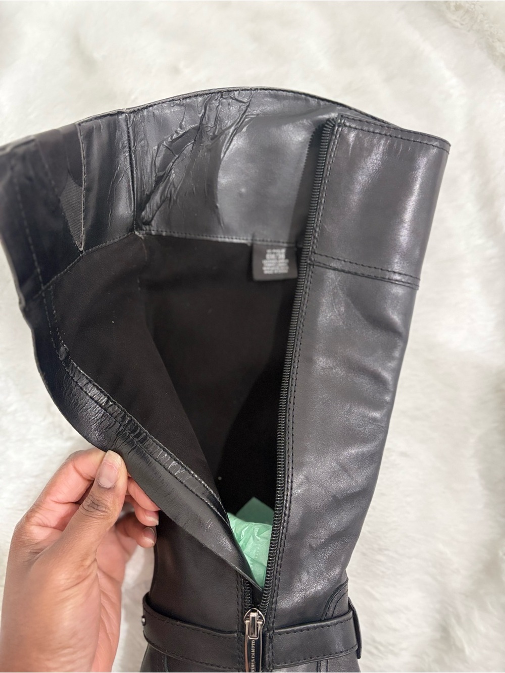 Vince Camuto Black Knee-High Riding Boots with Buckle - Picture 4 of 6